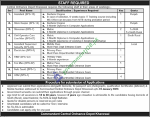 Central Ordnance Depot Jobs in Khanewal